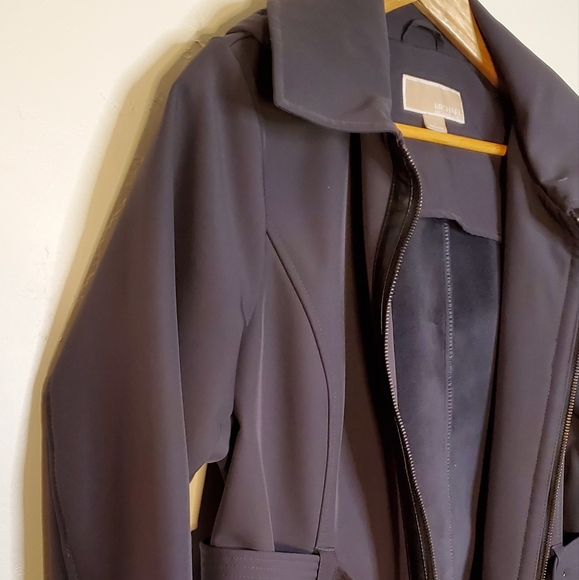 Michael Kors Smokey Gray Zip-Up Belted Jacket with Removable Hood - Picture 10 of 15